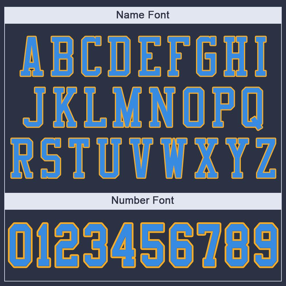 Custom Navy Powder Blue-Gold Classic Style Mesh Authentic American Football Jersey| KXKSHOP