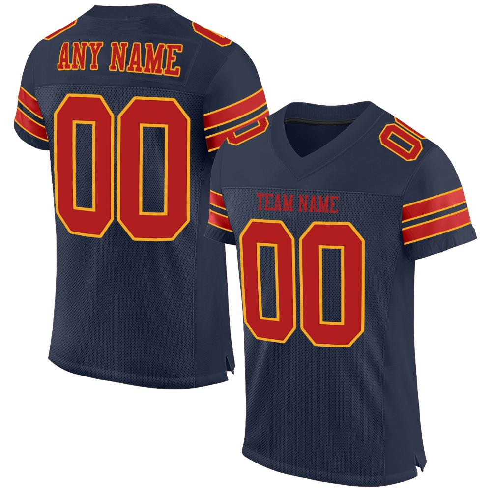Custom Navy Scarlet-Gold Classic Style Mesh Authentic American Football Jersey| KXKSHOP