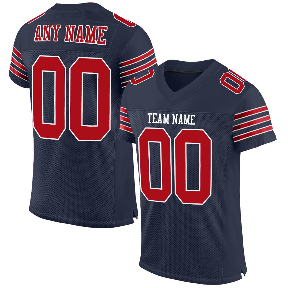 Custom Navy Red-White Classic Style Mesh Authentic American Football Jersey| KXKSHOP