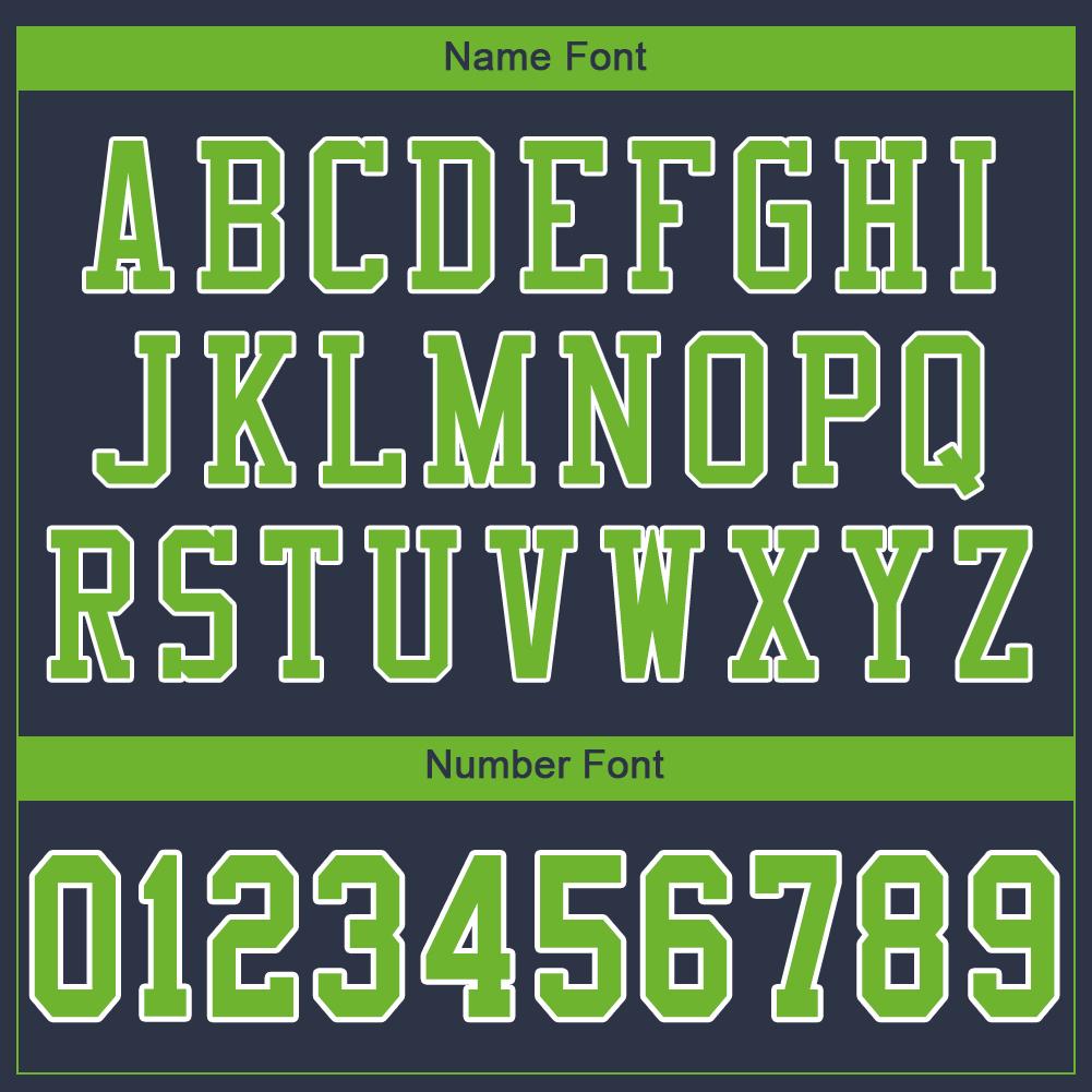 Custom Navy Neon Green-White Classic Style Mesh Authentic American Football Jersey| KXKSHOP