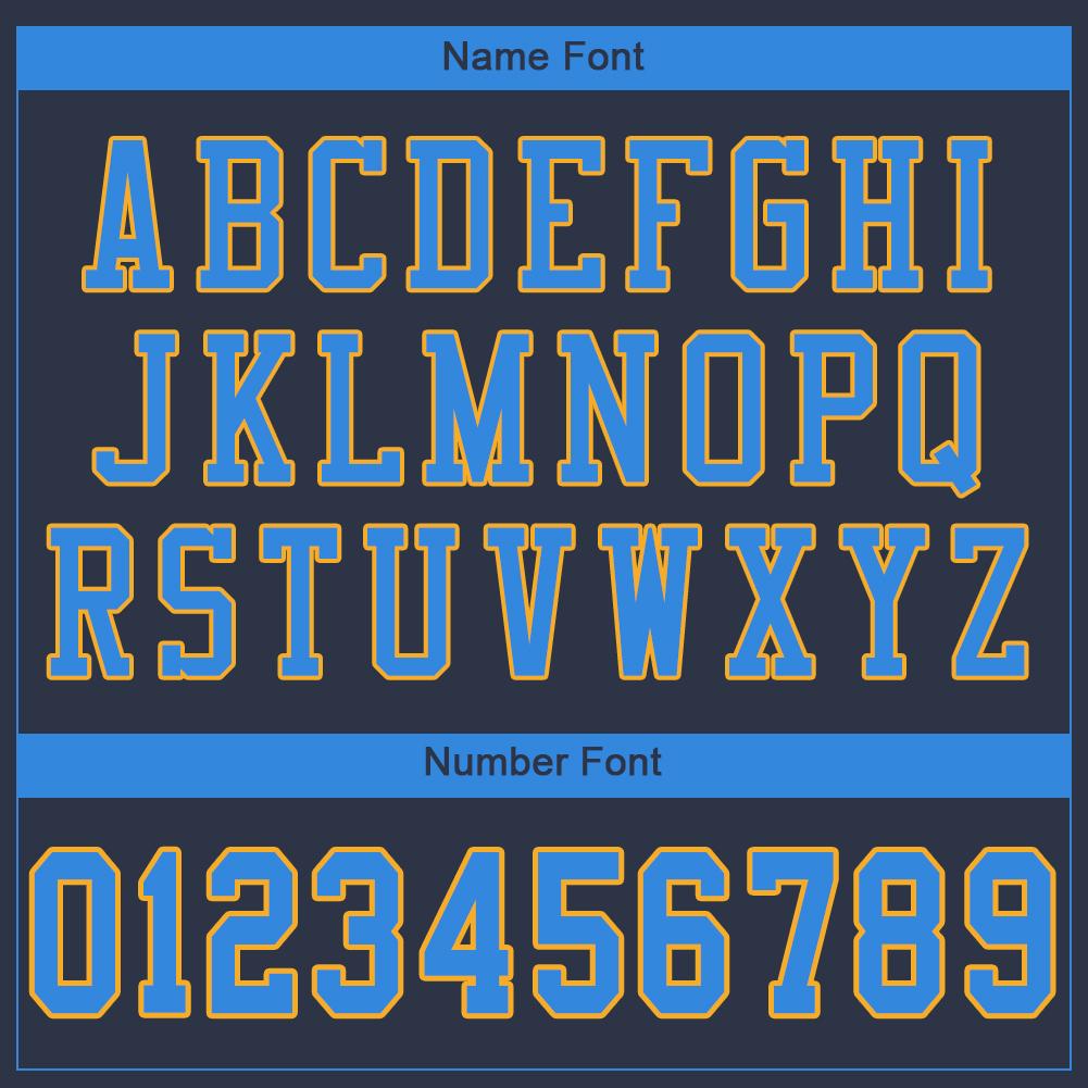 Custom Navy Powder Blue-Gold Classic Style Mesh Authentic American Football Jersey| KXKSHOP