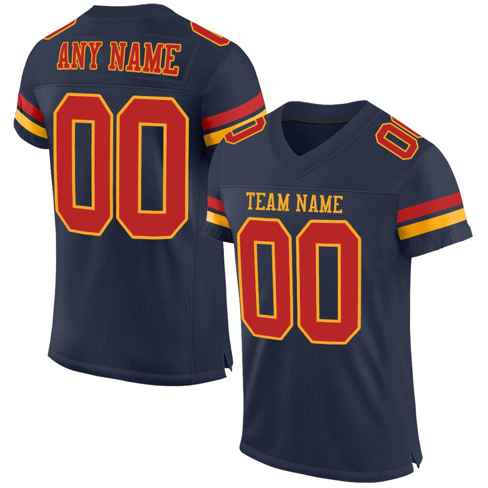 Custom Navy Scarlet-Gold Classic Style Mesh Authentic American Football Jersey| KXKSHOP