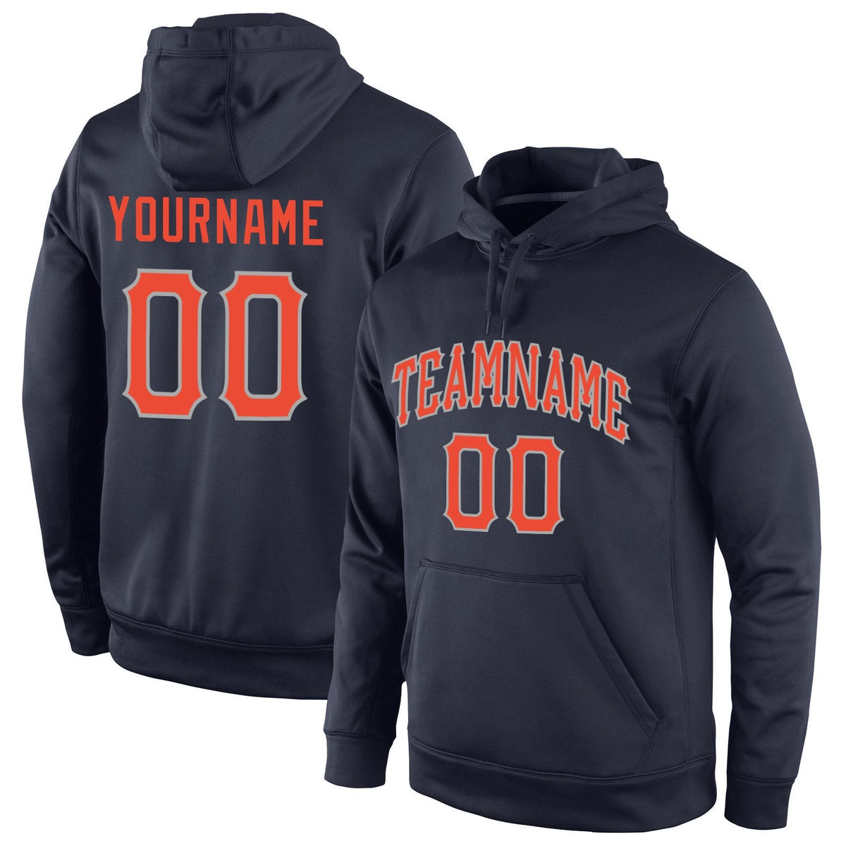 Custom Navy Orange-Gray Classic Style Uniform Pullover Fashion Hoodie| KXKSHOP