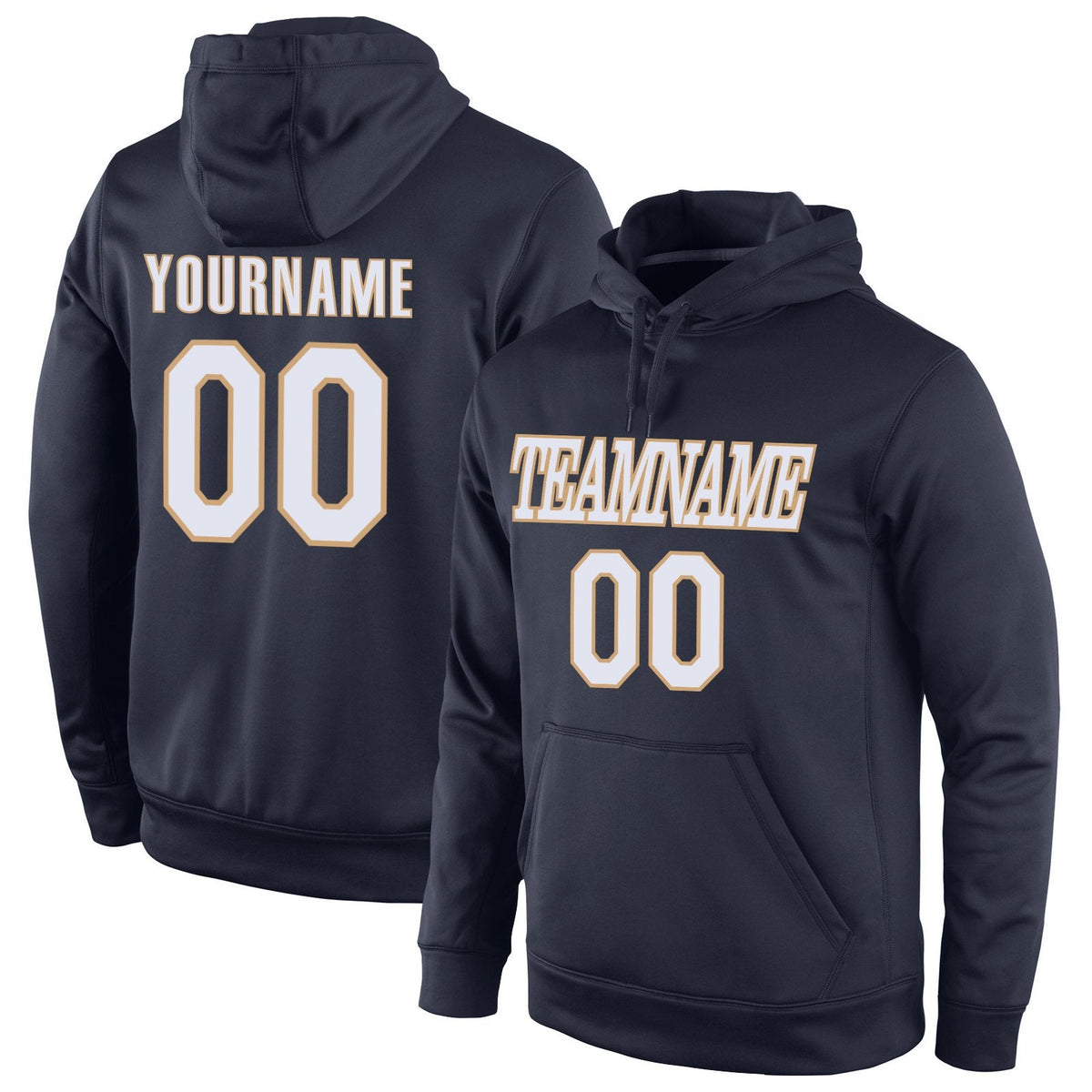 Custom Navy White-Old Gold Classic Style Uniform Pullover Fashion Hoodie| KXKSHOP