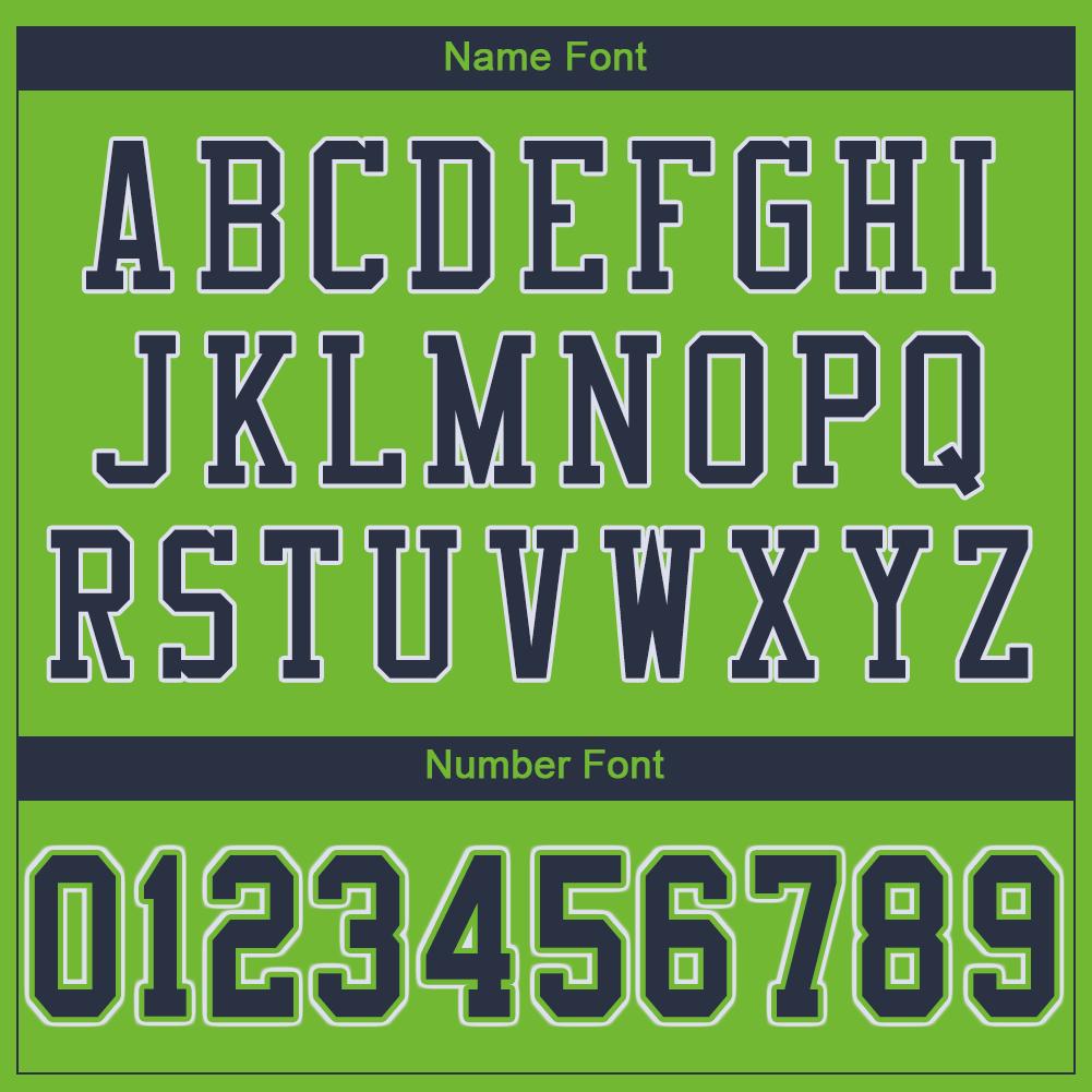 Custom Neon Green Navy-White Classic Style Mesh Authentic American Football Jersey| KXKSHOP