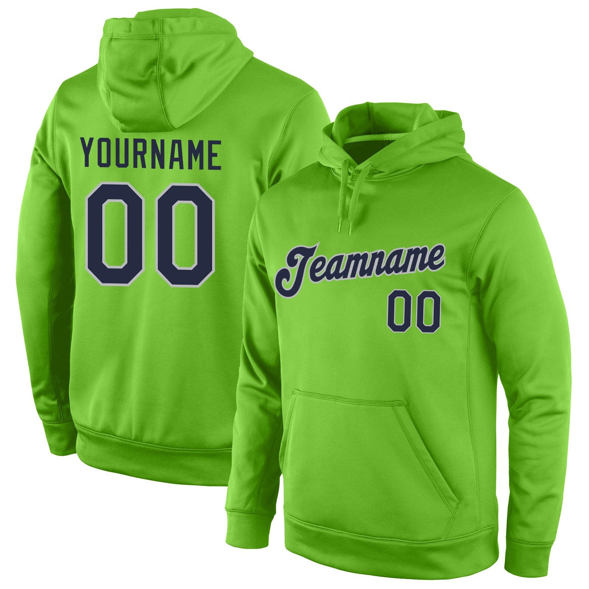 Custom Neon Green Navy-Gray Classic Style Uniform Pullover Fashion Hoodie| KXKSHOP