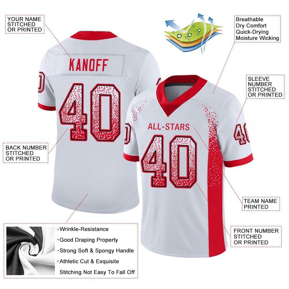 Custom White Scarlet-Navy Drift Fashion Mesh Authentic American Football Jersey| KXKSHOP