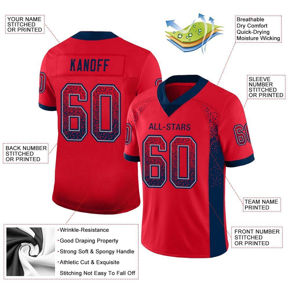 Custom Scarlet Navy-Gray Drift Fashion Mesh Authentic American Football Jersey| KXKSHOP