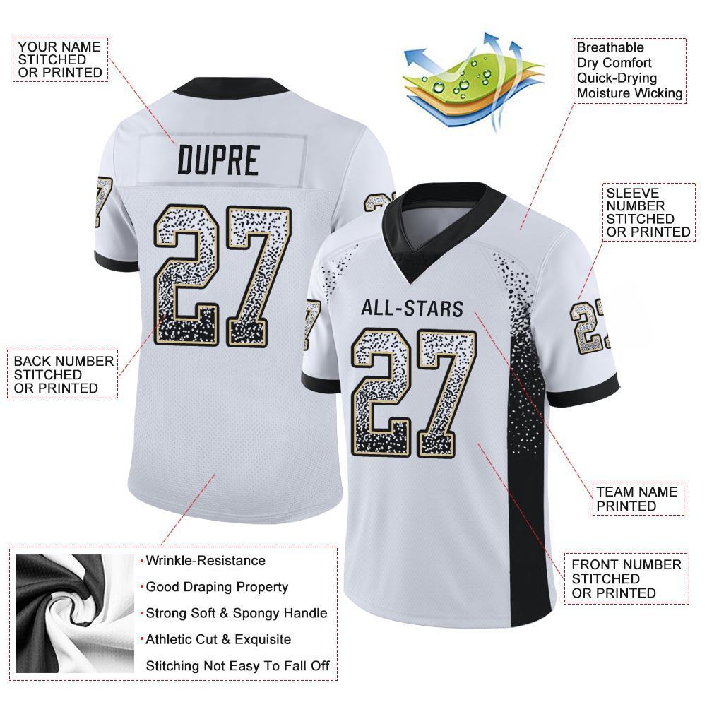 Custom White Black-Vegas Gold Drift Fashion Mesh Authentic American Football Jersey| KXKSHOP