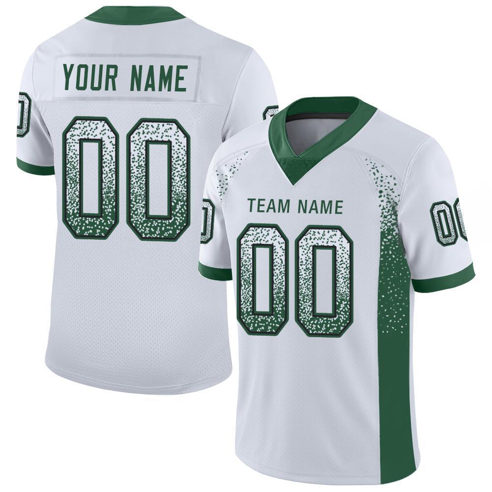 Custom White Gotham Green-Black Drift Fashion Mesh Authentic American Football Jersey| KXKSHOP