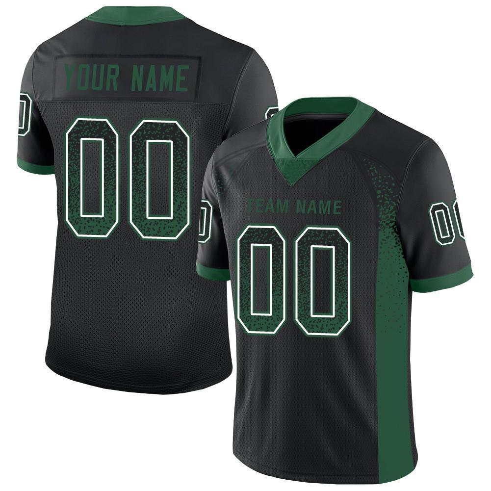 Custom Black Green-White Drift Fashion Mesh Authentic American Football Jersey| KXKSHOP
