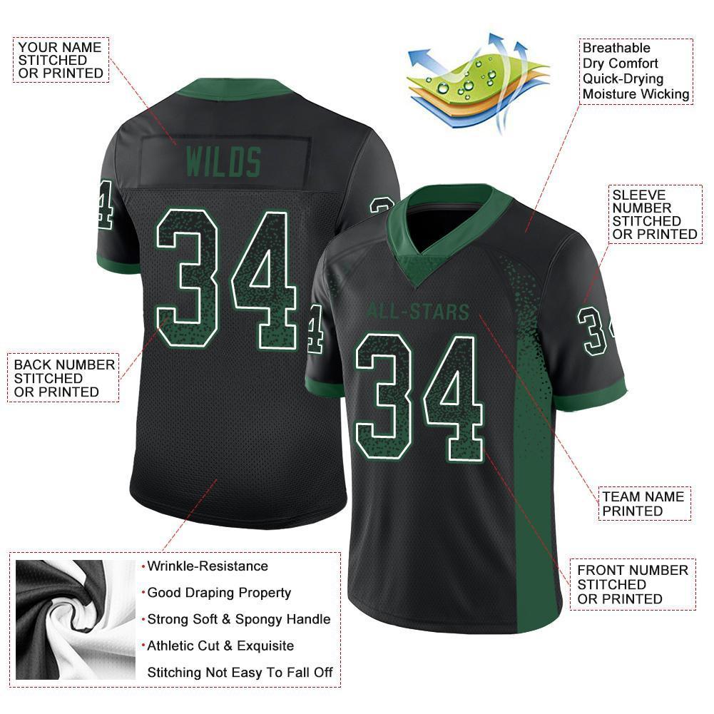 Custom Black Green-White Drift Fashion Mesh Authentic American Football Jersey| KXKSHOP