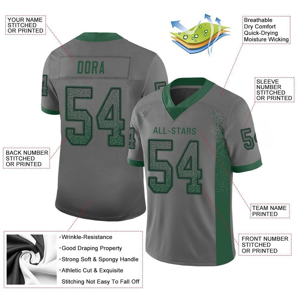 Custom Gray Gotham Green-Black Drift Fashion Mesh Authentic American Football Jersey| KXKSHOP