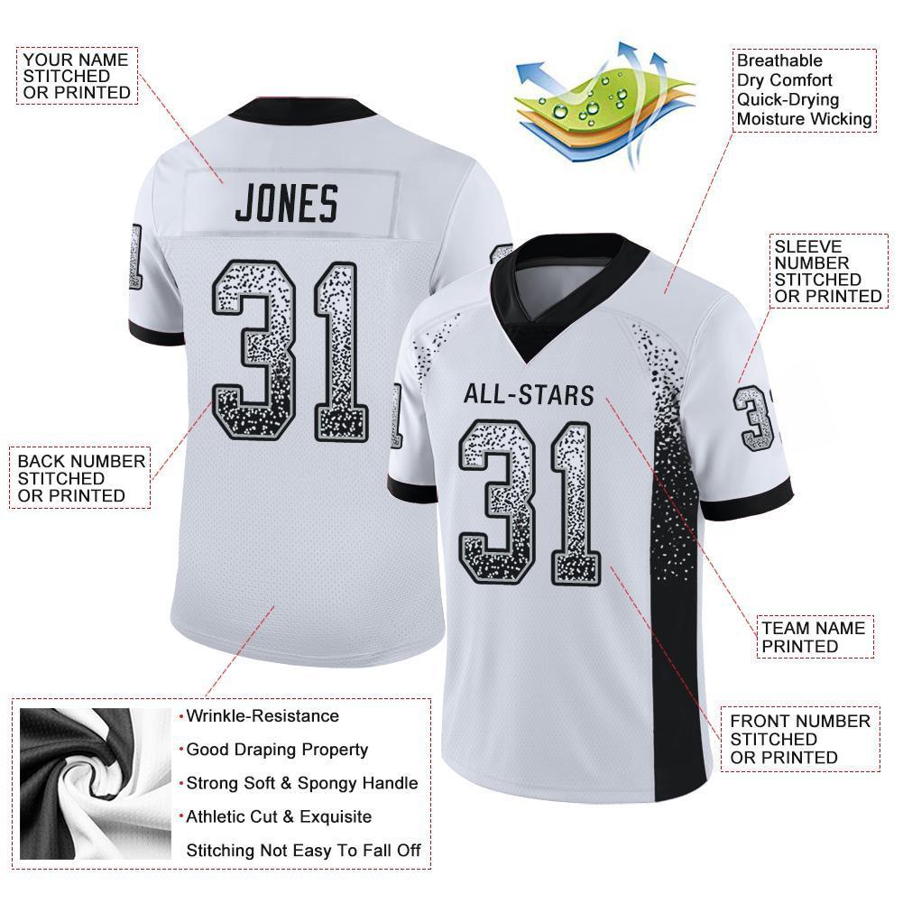 Custom White Black-Silver Drift Fashion Mesh Authentic American Football Jersey| KXKSHOP