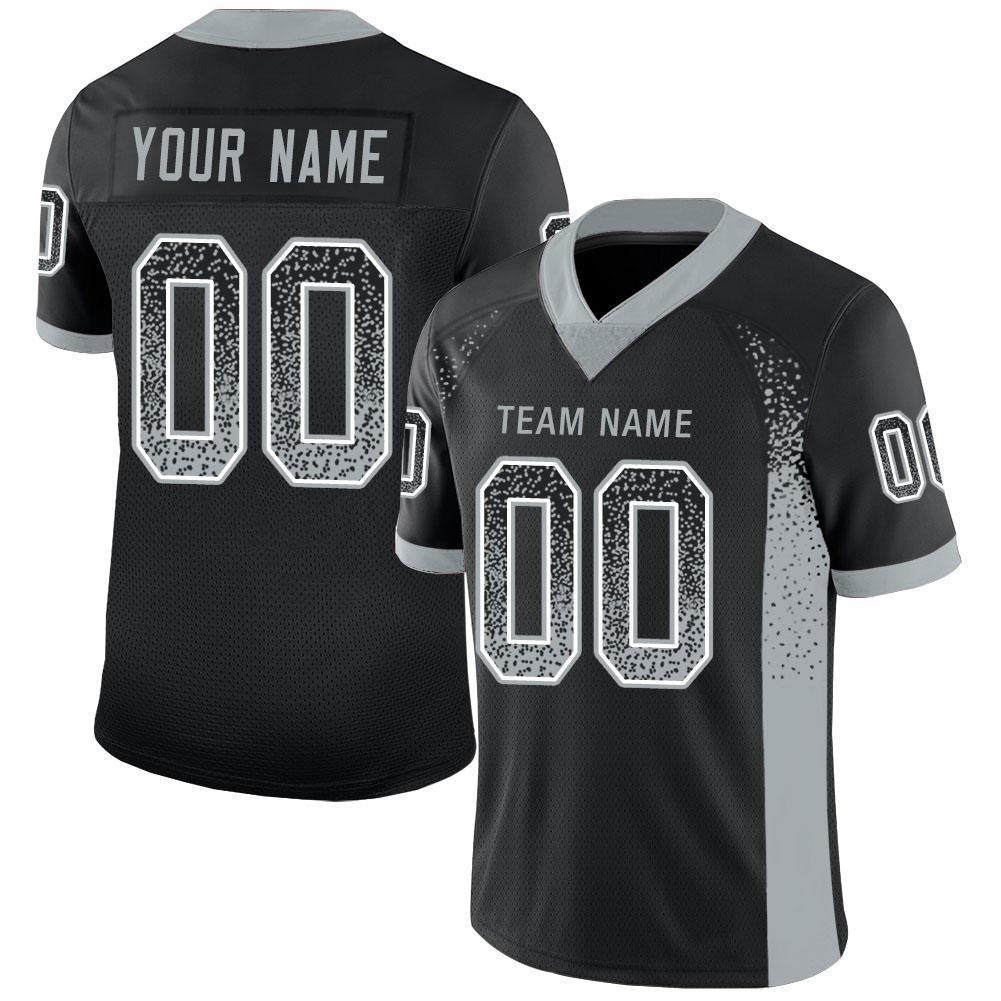 Custom Black Silver-White Drift Fashion Mesh Authentic American Football Jersey| KXKSHOP