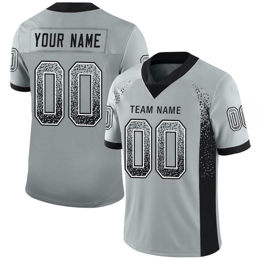 Custom Silver Black-White Drift Fashion Mesh Authentic American Football Jersey| KXKSHOP