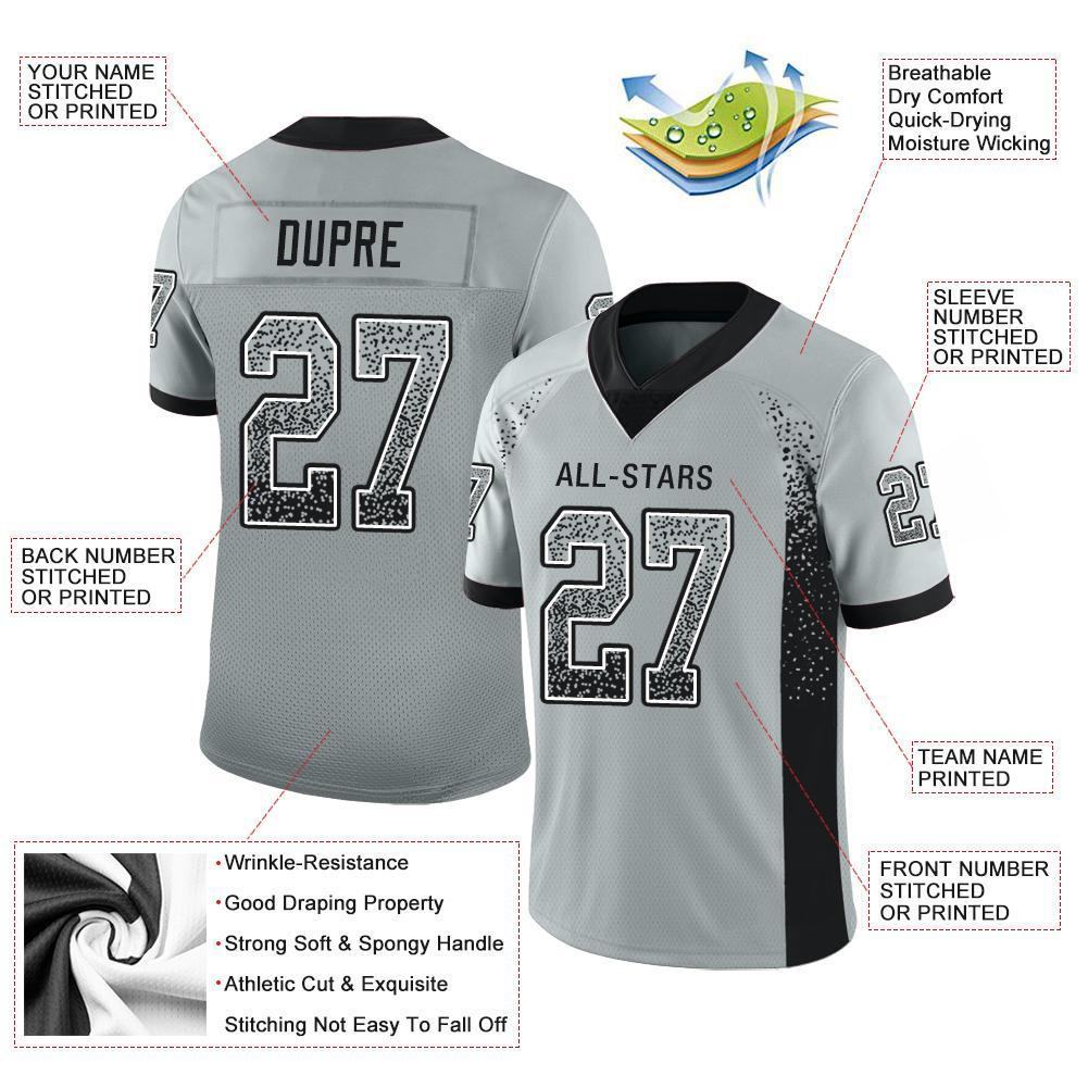 Custom Silver Black-White Drift Fashion Mesh Authentic American Football Jersey| KXKSHOP