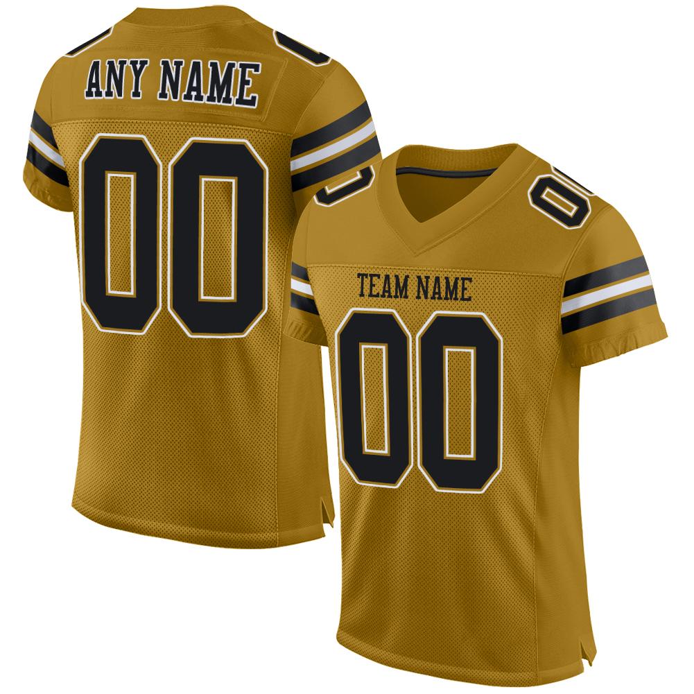 Custom Old Gold Black-White Classic Style Mesh Authentic American Football Jersey| KXKSHOP
