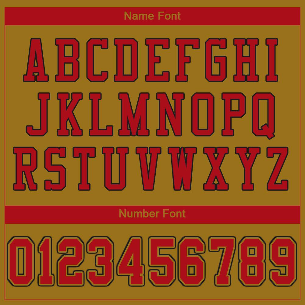 Custom Old Gold Red-Black Classic Style Mesh Authentic American Football Jersey| KXKSHOP