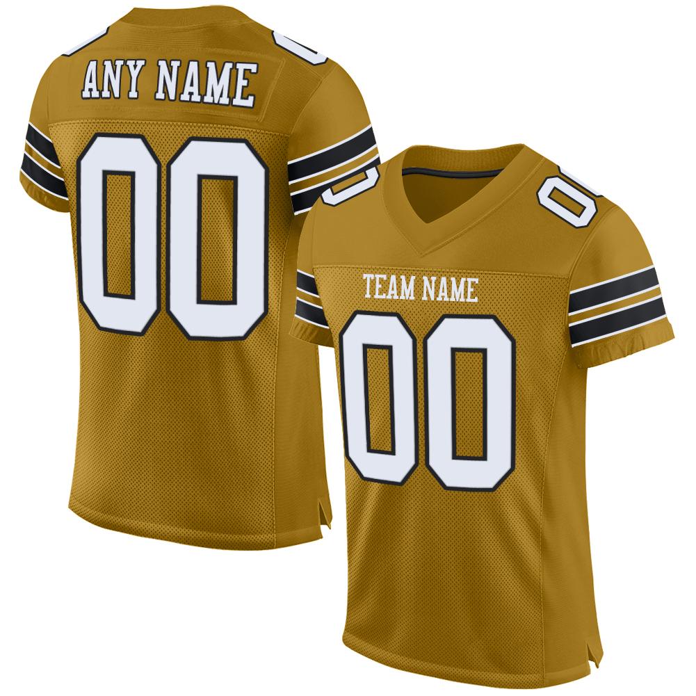 Custom Old Gold White-Black Classic Style Mesh Authentic American Football Jersey| KXKSHOP