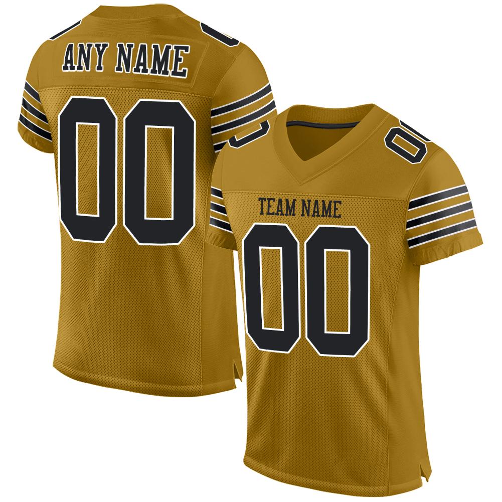 Custom Old Gold Black-White Classic Style Mesh Authentic American Football Jersey| KXKSHOP