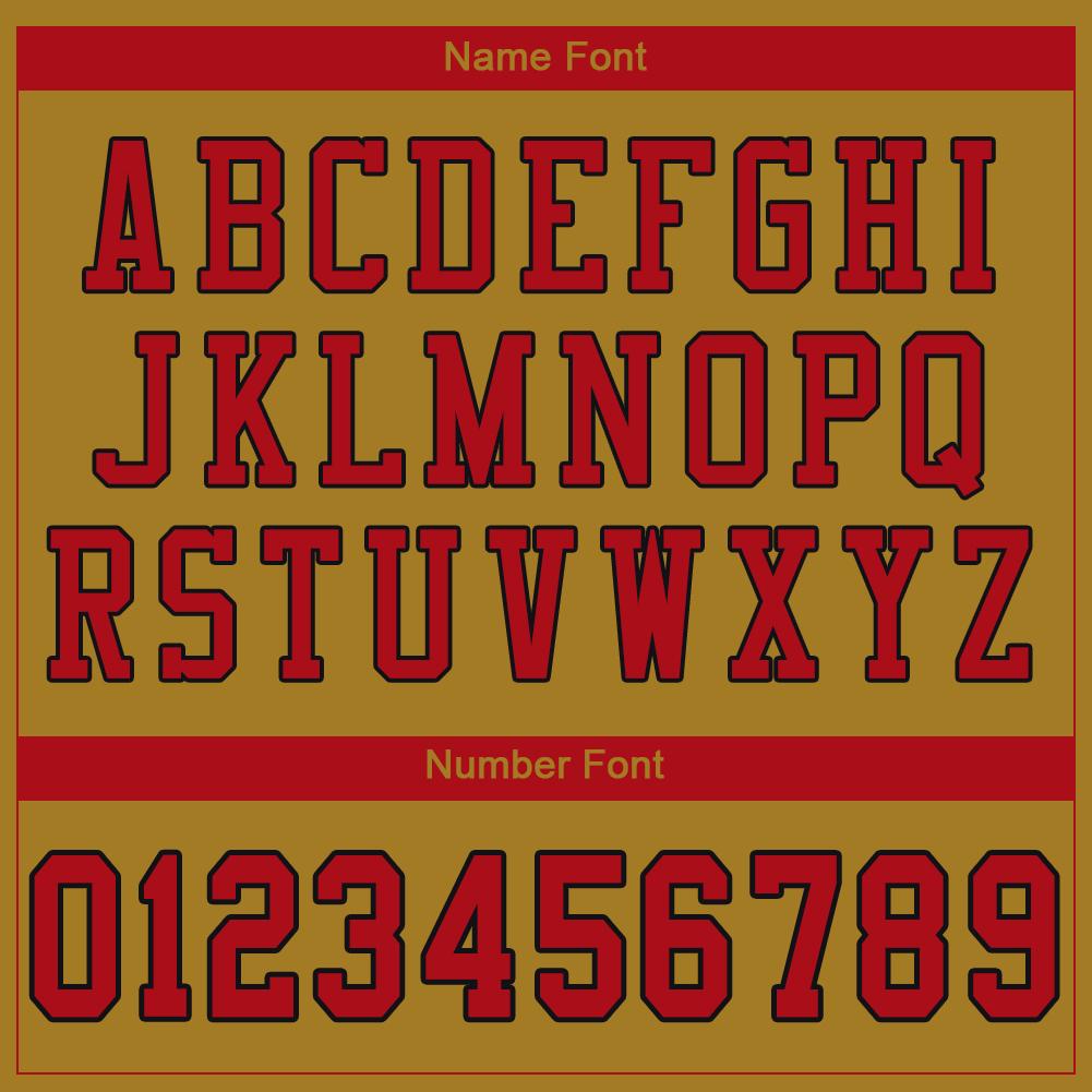 Custom Old Gold Red-Black Classic Style Mesh Authentic American Football Jersey| KXKSHOP