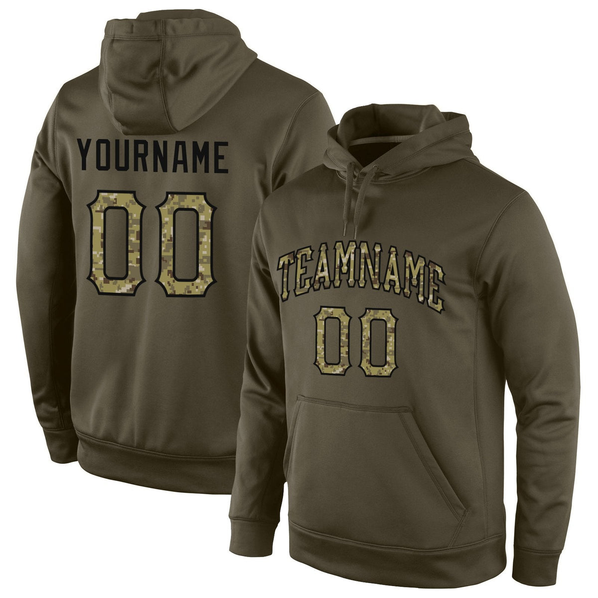 Custom Olive Camo-Black Classic Style Uniform Pullover Fashion Hoodie| KXKSHOP