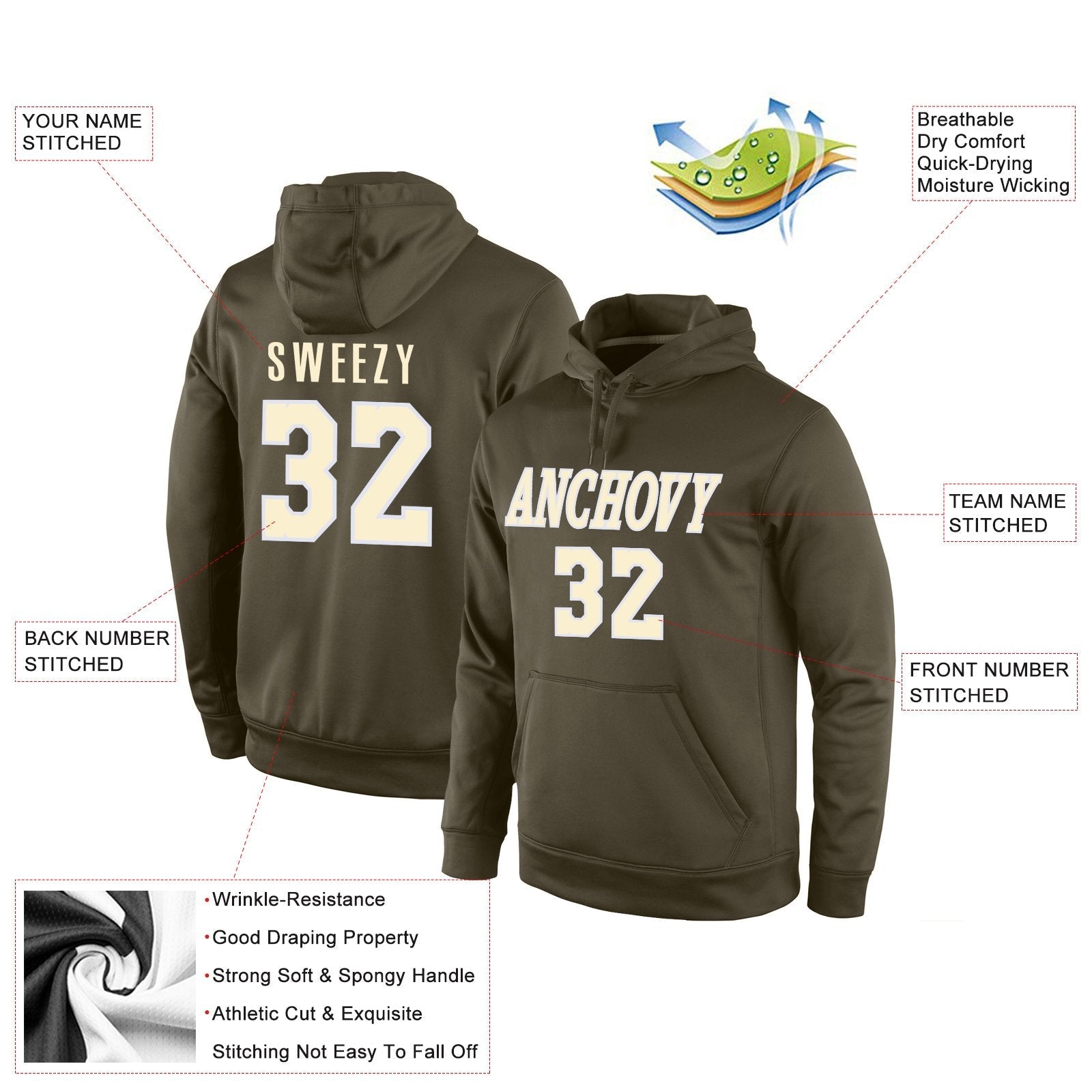 Custom Olive Cream-White Classic Style Uniform Pullover Fashion Hoodie| KXKSHOP
