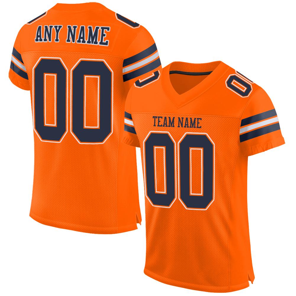Custom Orange Navy-White Classic Style Mesh Authentic American Football Jersey| KXKSHOP