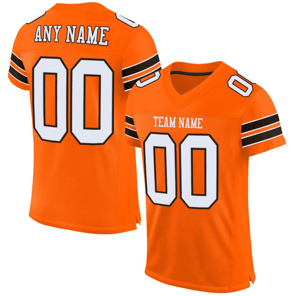 Custom Orange White-Brown Classic Style Mesh Authentic American Football Jersey| KXKSHOP