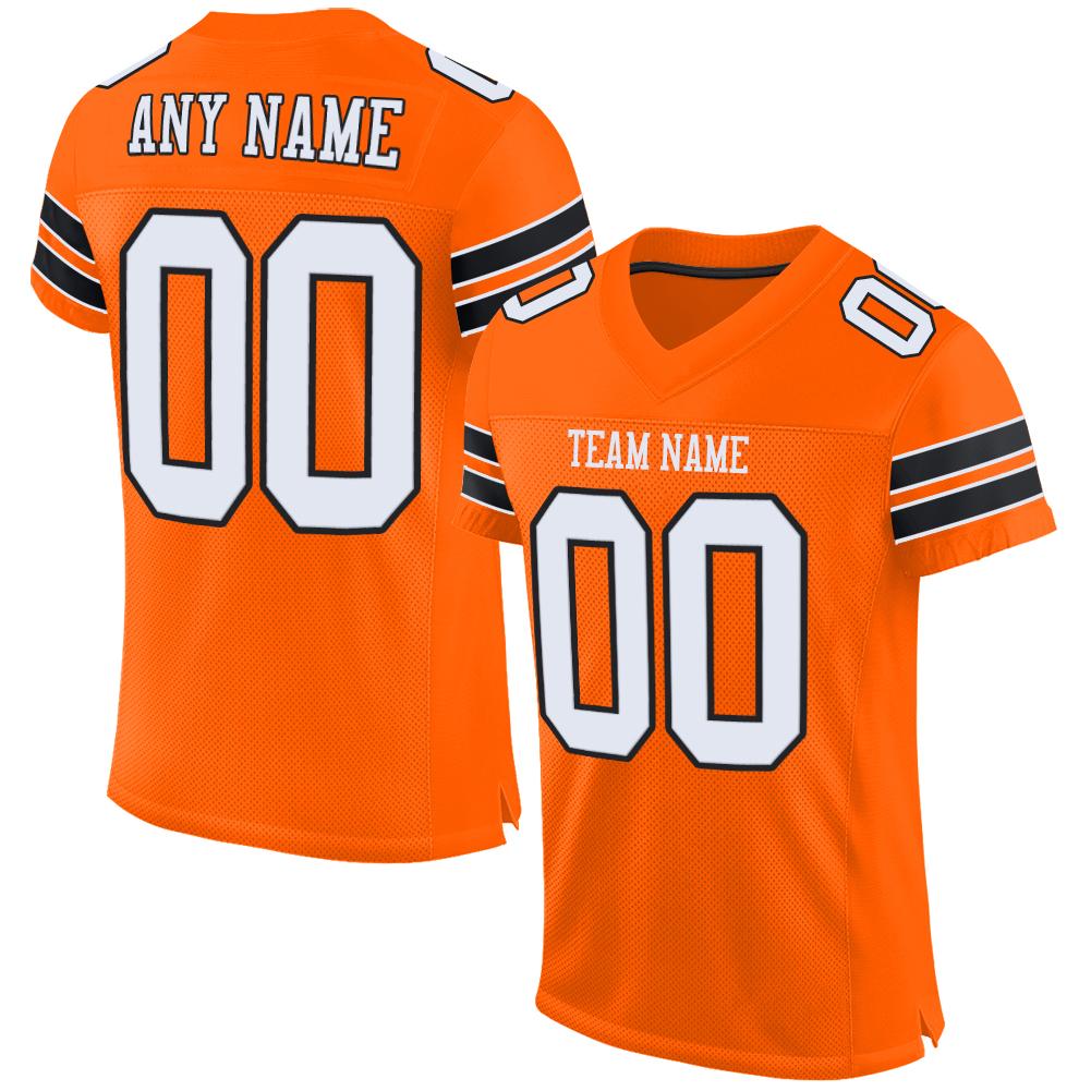 Custom Orange White-Black Classic Style Mesh Authentic American Football Jersey| KXKSHOP