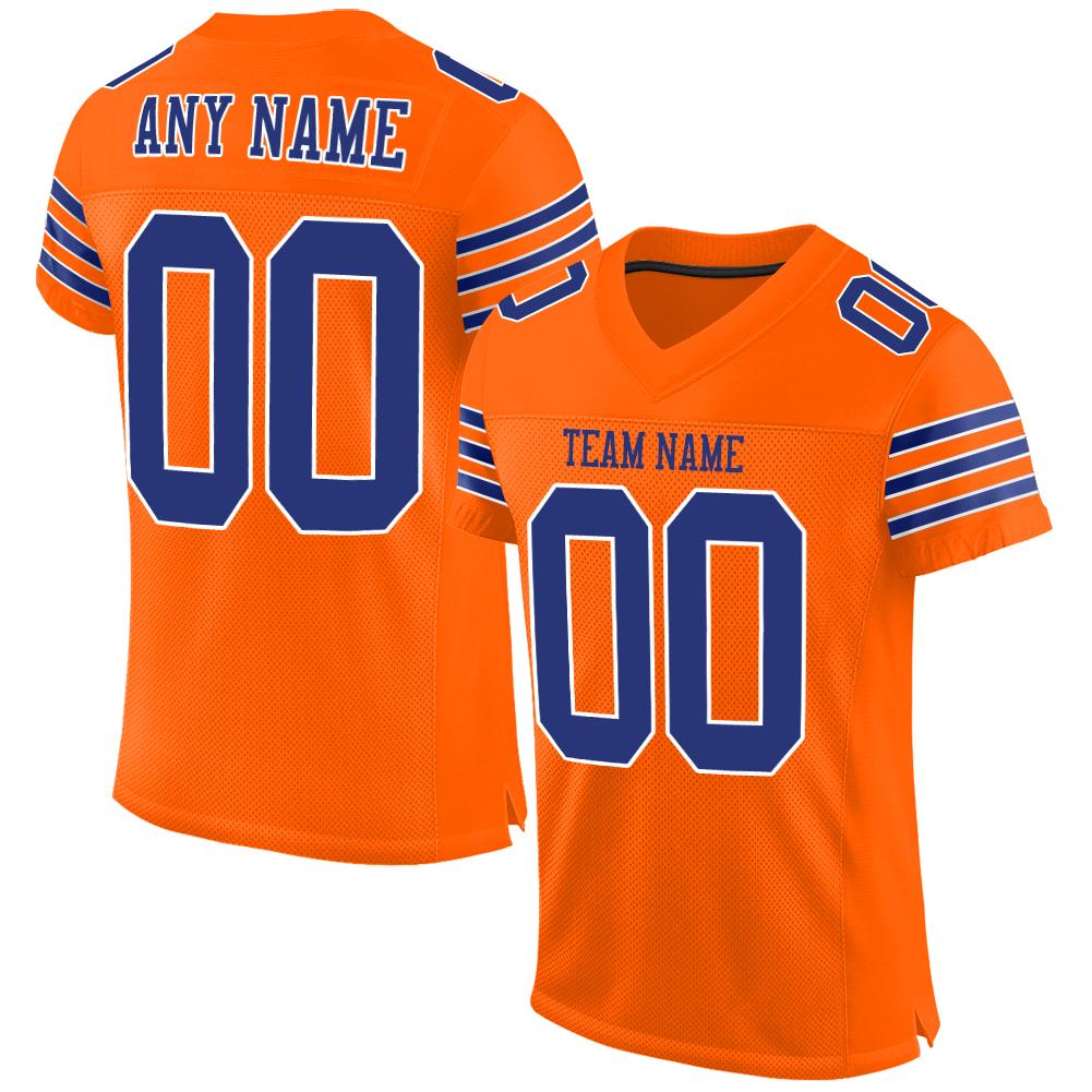 Custom Orange Royal-White Classic Style Mesh Authentic American Football Jersey| KXKSHOP