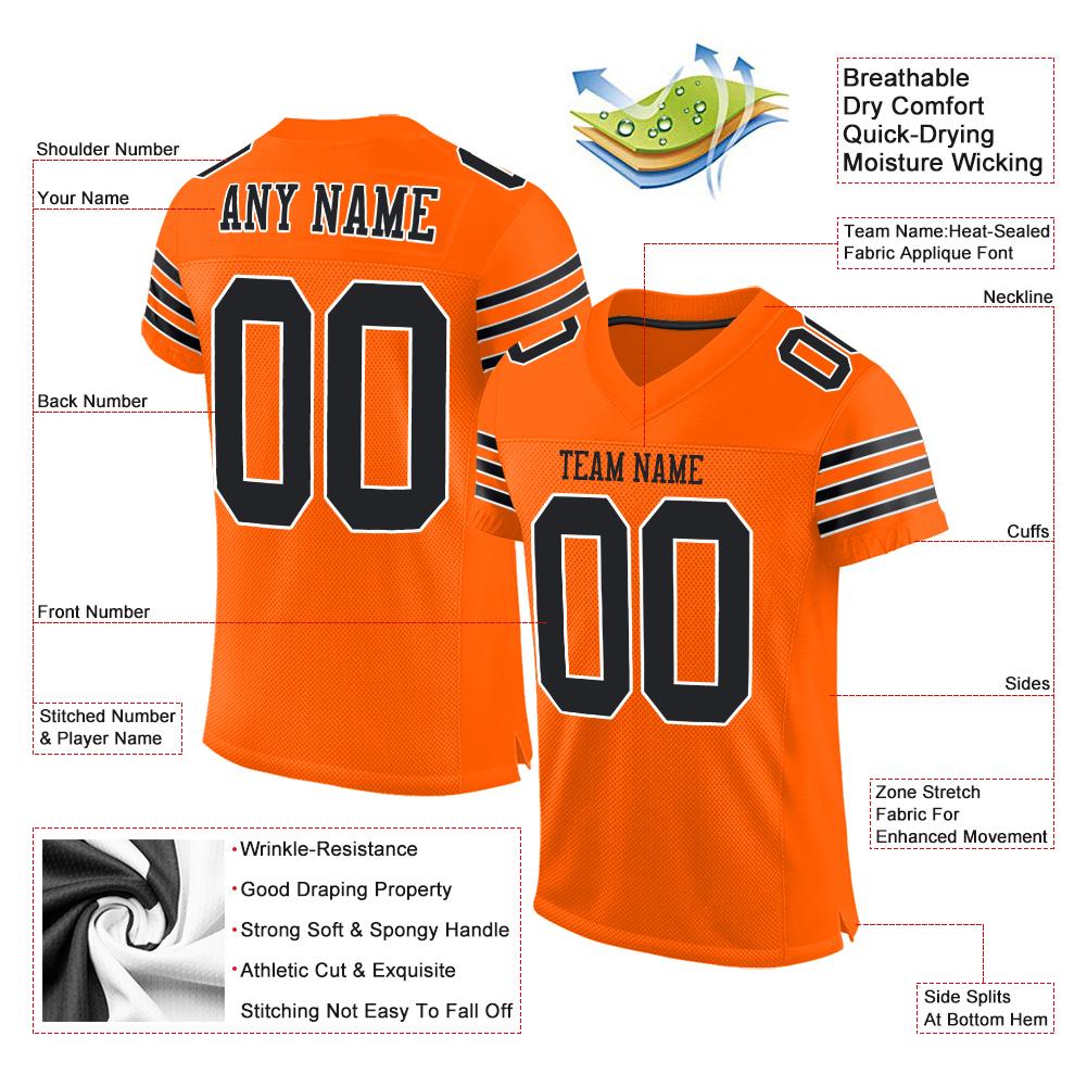 Custom Orange Black-White Classic Style Mesh Authentic American Football Jersey| KXKSHOP
