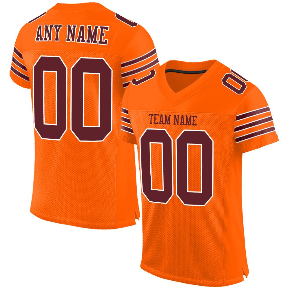 Custom Orange Burgundy-White Classic Style Mesh Authentic American Football Jersey| KXKSHOP