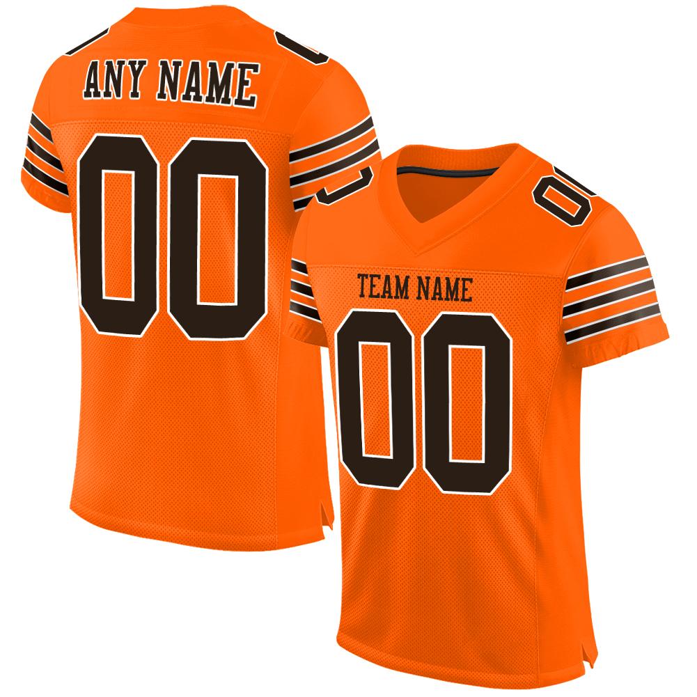 Custom Orange Brown-White Classic Style Mesh Authentic American Football Jersey| KXKSHOP