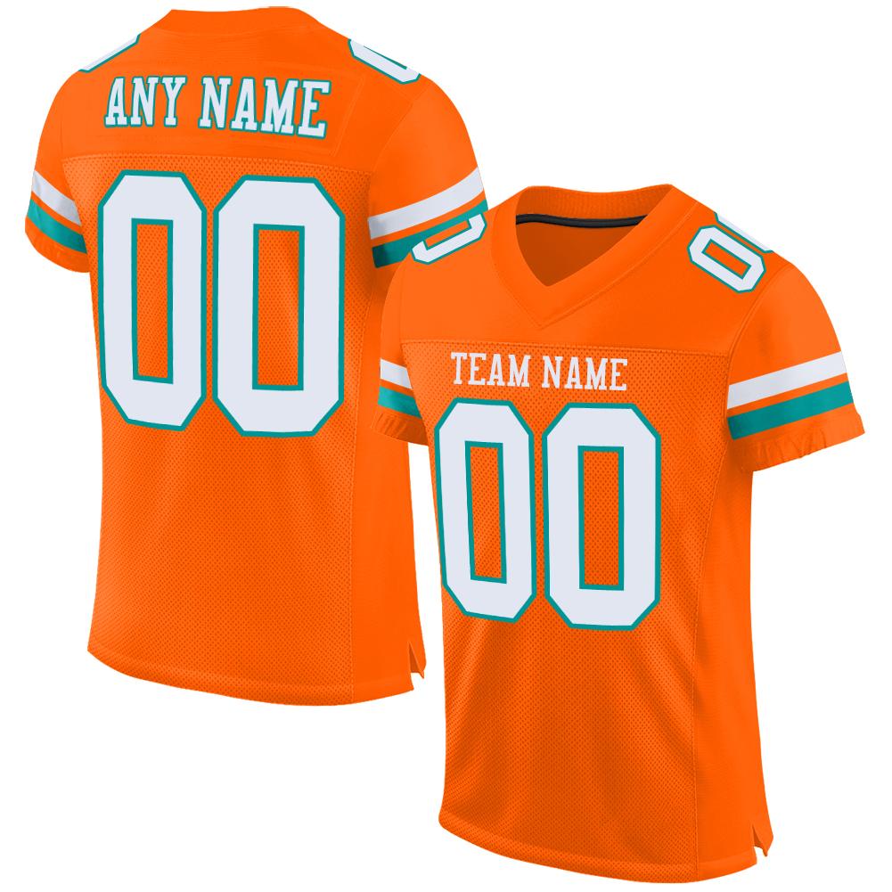 Custom Orange White-Aqua Classic Style Mesh Authentic American Football Jersey| KXKSHOP
