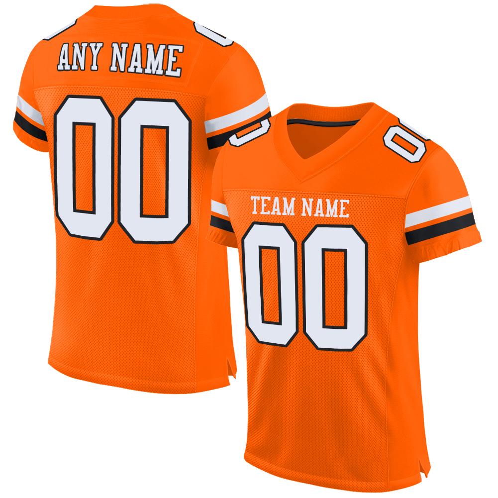 Custom Orange White-Black Classic Style Mesh Authentic American Football Jersey| KXKSHOP
