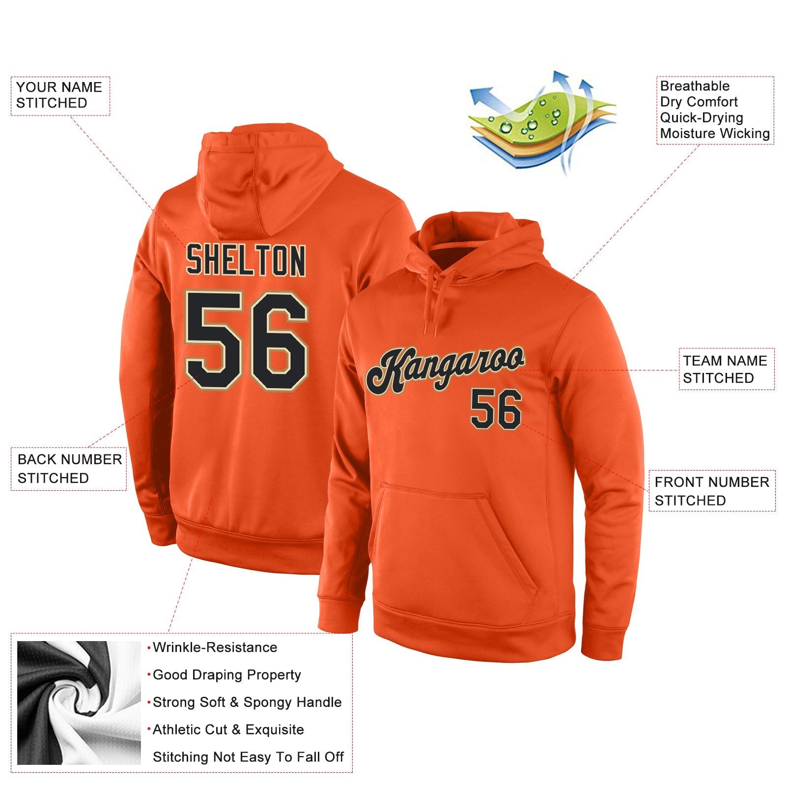 Custom Orange Black-Old Gold Classic Style Uniform Pullover Fashion Hoodie| KXKSHOP