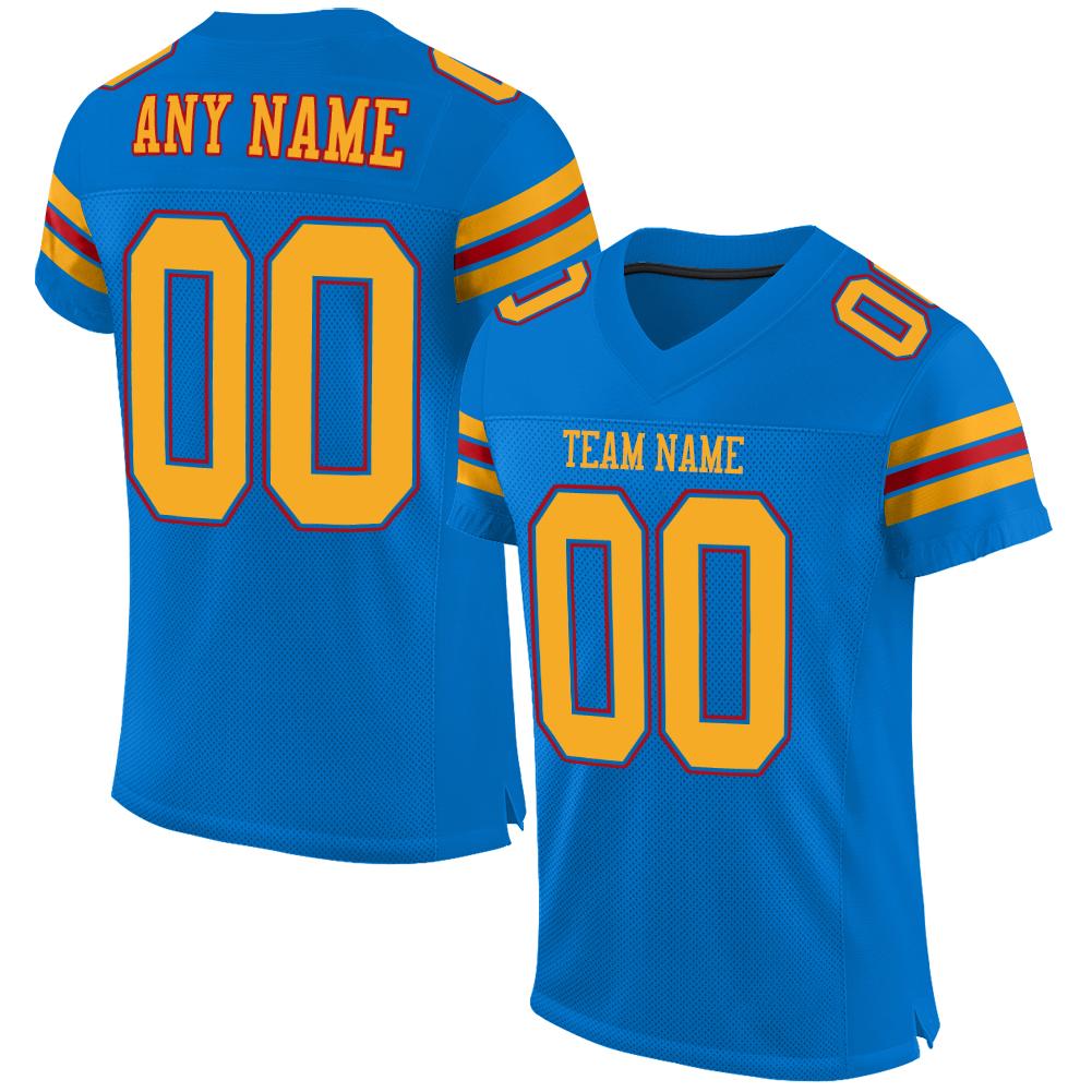 Custom Panther Blue Gold-Red Classic Style Mesh Authentic American Football Jersey| KXKSHOP