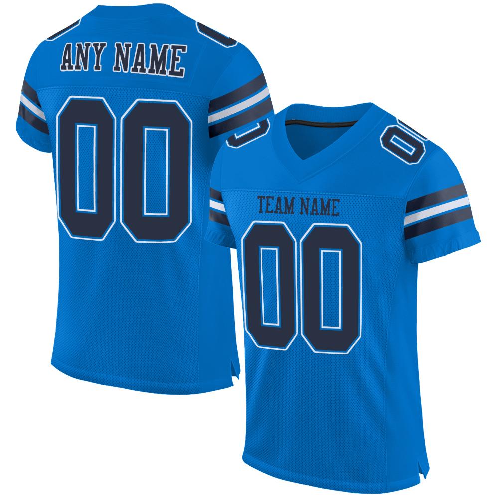 Custom Panther Blue Navy-White Classic Style Mesh Authentic American Football Jersey| KXKSHOP