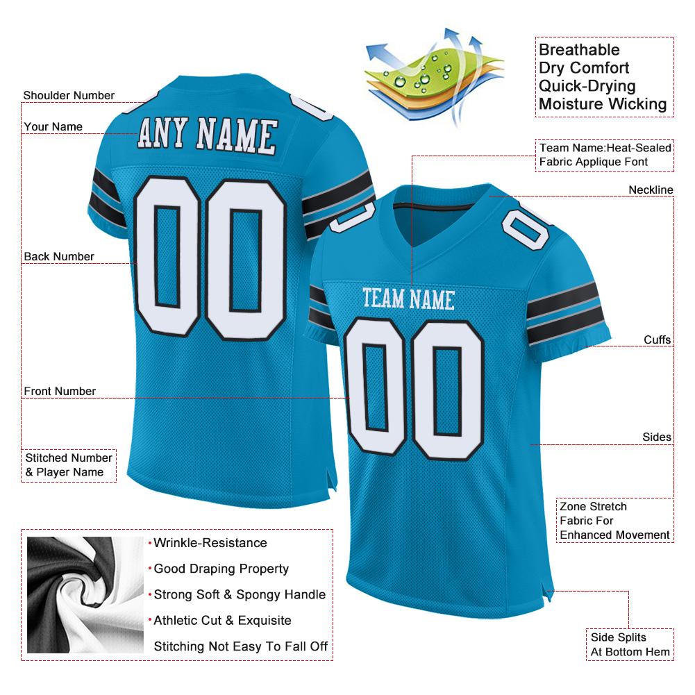 Custom Panther Blue White-Black Classic Style Mesh Authentic American Football Jersey| KXKSHOP