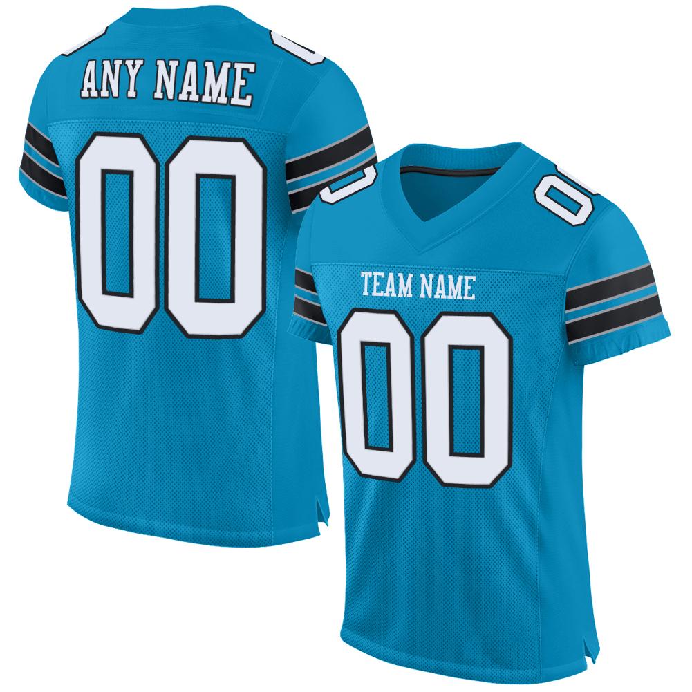 Custom Panther Blue White-Black Classic Style Mesh Authentic American Football Jersey| KXKSHOP