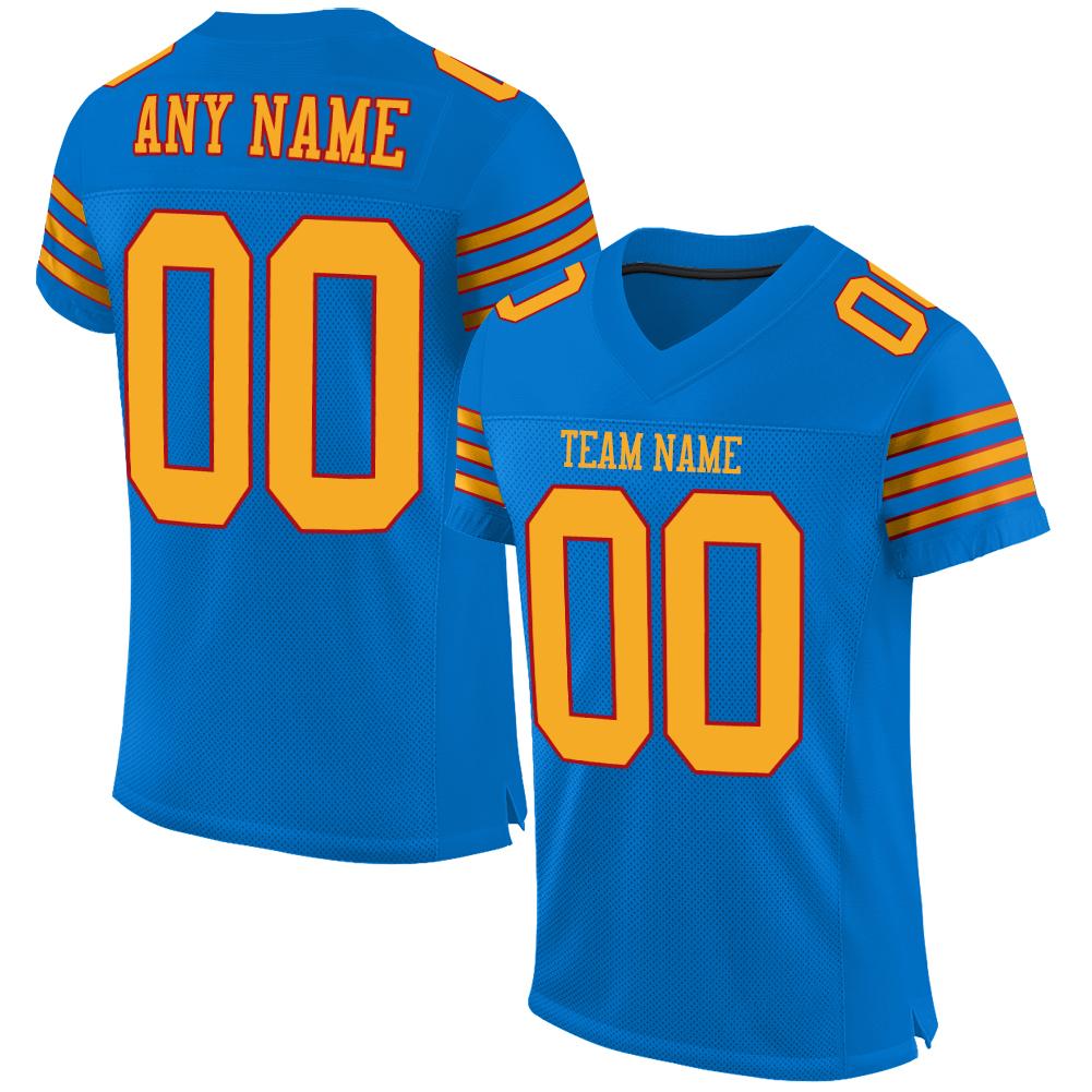 Custom Panther Blue Gold-Red Classic Style Mesh Authentic American Football Jersey| KXKSHOP
