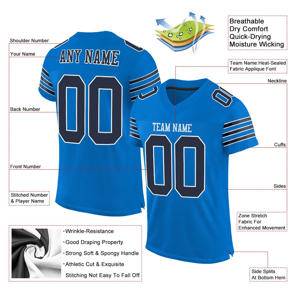 Custom Panther Blue Navy-White Classic Style Mesh Authentic American Football Jersey| KXKSHOP