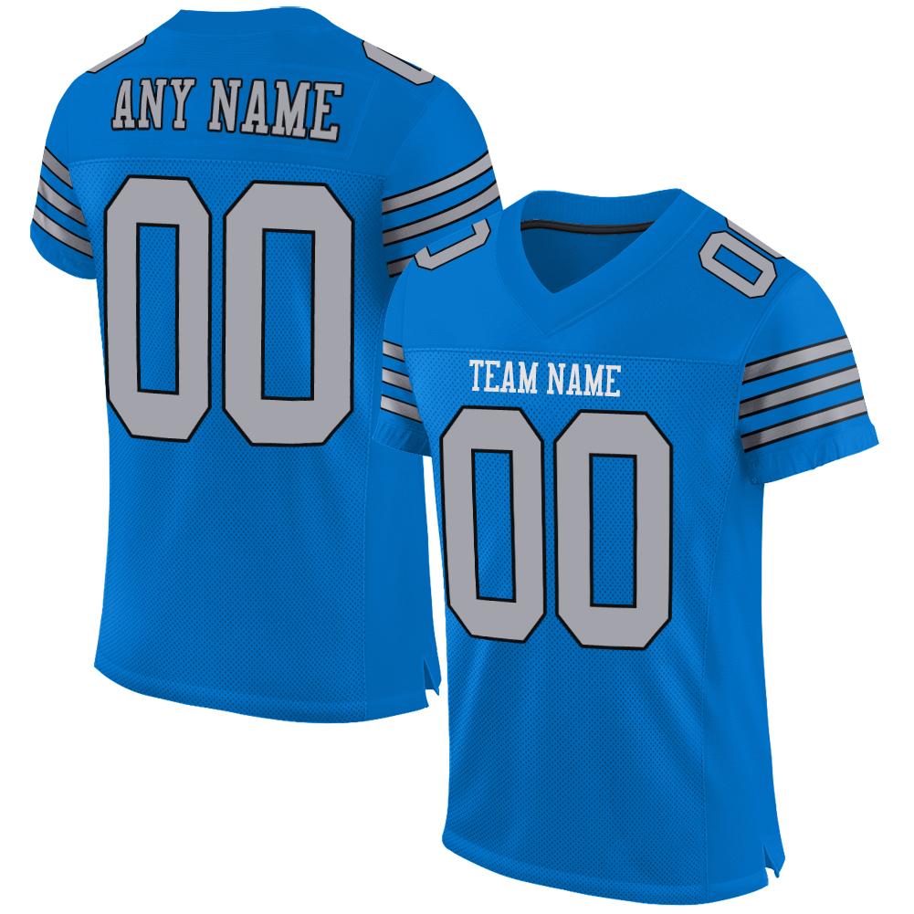 Custom Panther Blue Light Gray-Black Classic Style Mesh Authentic American Football Jersey| KXKSHOP