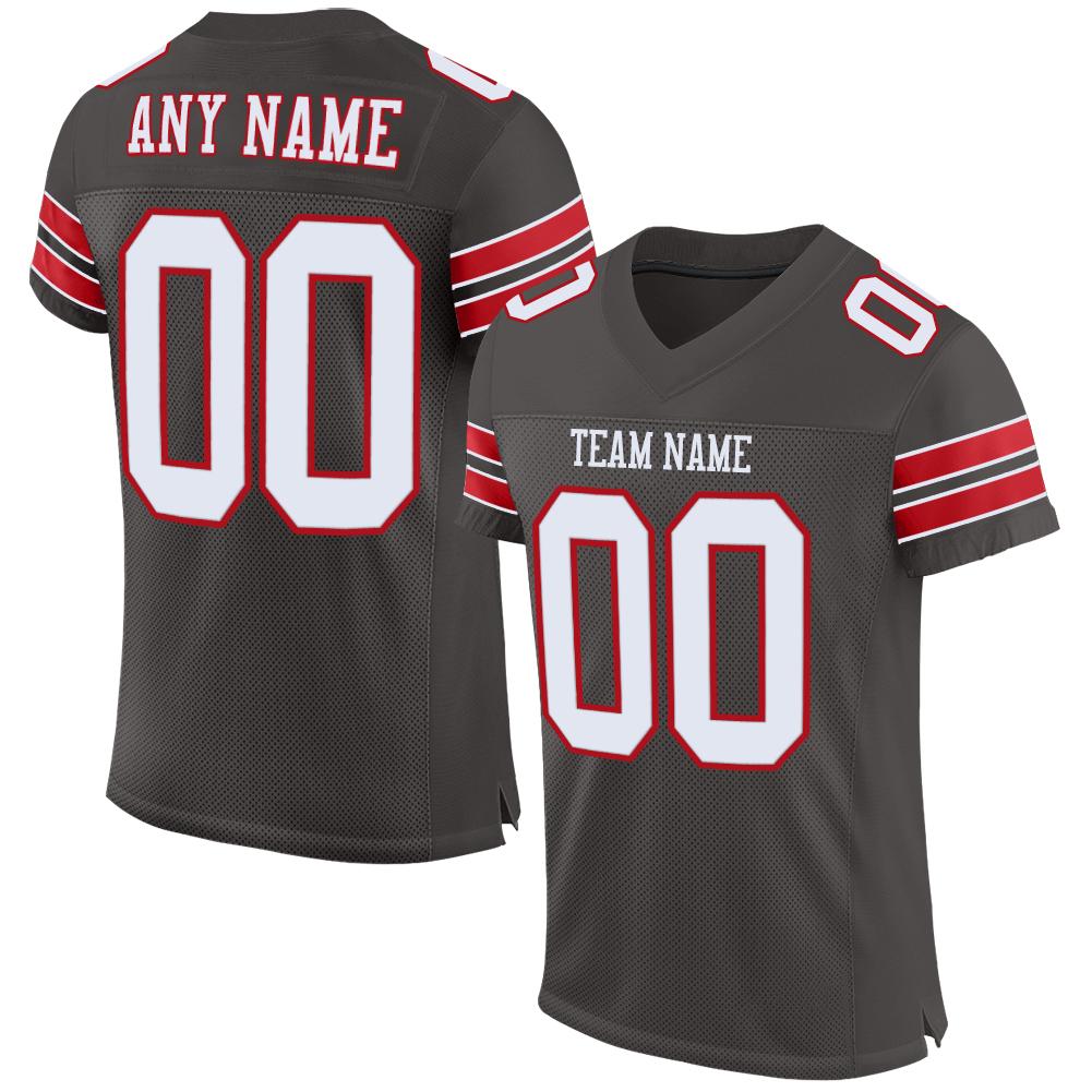 Custom Pewter White-Red Classic Style Mesh Authentic American Football Jersey| KXKSHOP