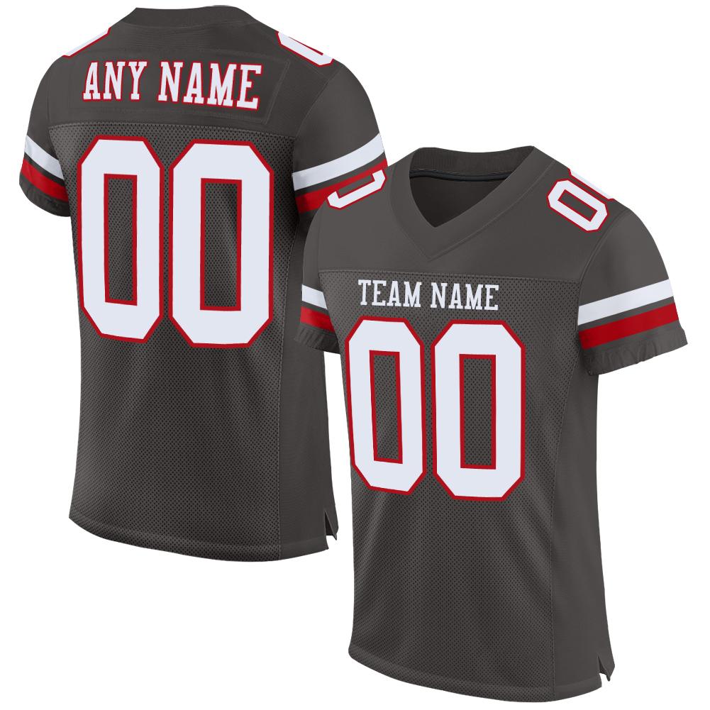 Custom Pewter White-Red Classic Style Mesh Authentic American Football Jersey| KXKSHOP