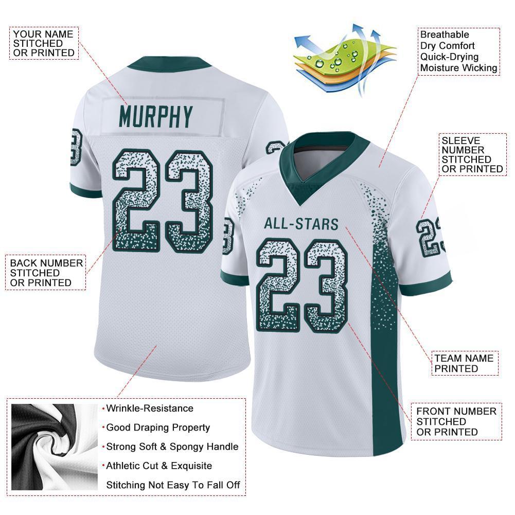 Custom White Midnight Green-Black Drift Fashion Mesh Authentic American Football Jersey| KXKSHOP