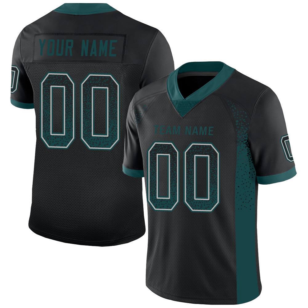 Custom Black Midnight Green-Gray Drift Fashion Mesh Authentic American Football Jersey| KXKSHOP