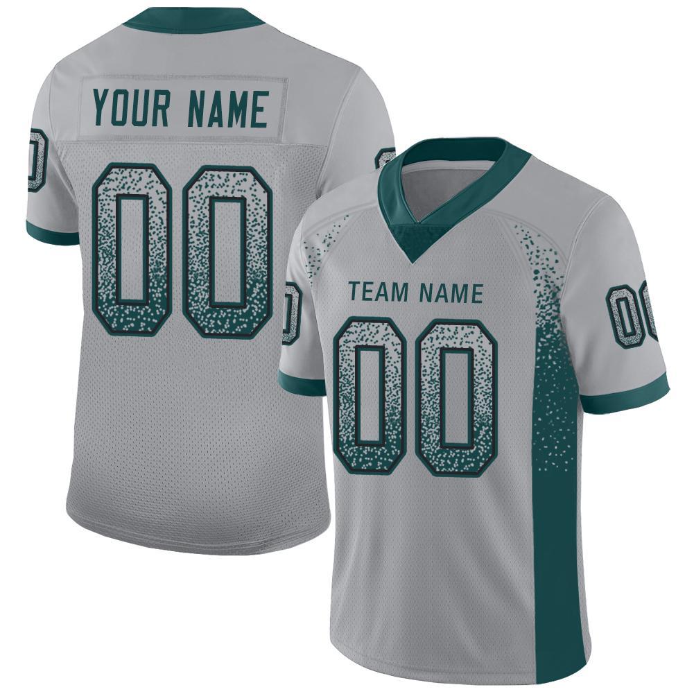 Custom Light Gray Midnight Green-Black Drift Fashion Mesh Authentic American Football Jersey| KXKSHOP